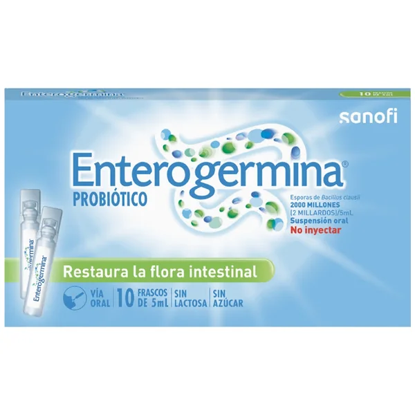 Probiótico Enterogermina Esporas De Bacillus Clausii 2000 MUI Suspensión Oral Sanofi X 10 Frascos