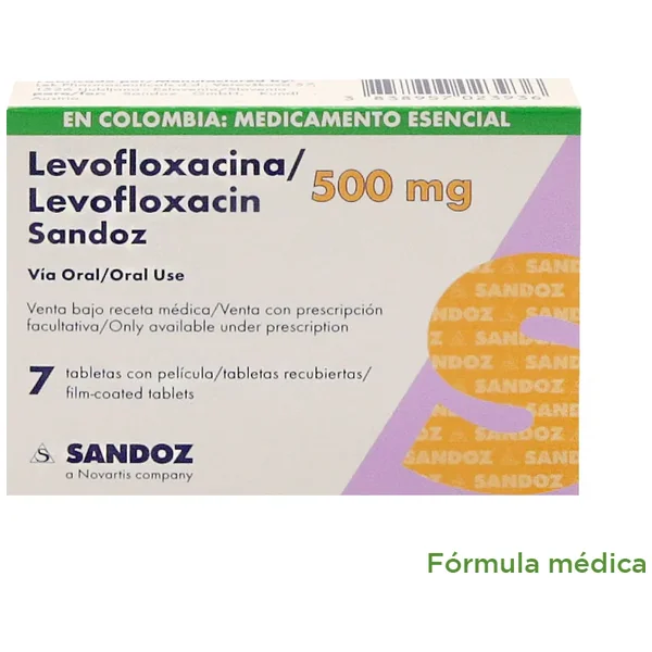 Levofloxacina 500Mg Tableta Recubierta Caja X 7 Sandoz