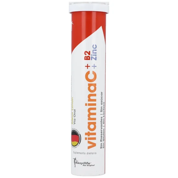 Vitamina C + B2 + Zinc Easylife Tubo X 20 Tabletas Efervescente Sabor Limon