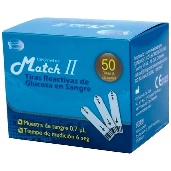 Tira Reactiva DE Glucosa EN Sangre Okmeter Match II