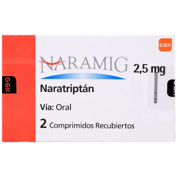 Naramig Naratriptan Clorhidrato 2.5 Mg Gsk Caja X 2 Tabletas