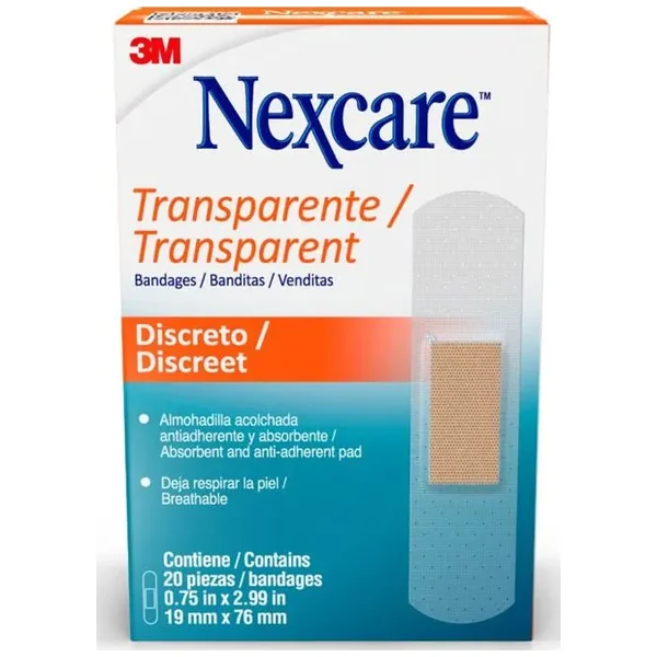 BANDITAS NEXCARE TRANSPARENTE 20 UNDS