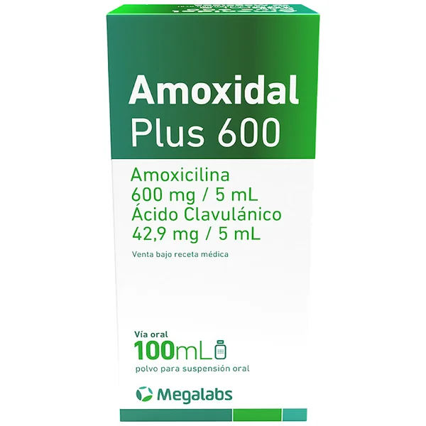 Amoxidal Plus (600+42.9)Mg/5Ml(12+0.858)% Polvo Suspension Oral Frasco Por 100Ml