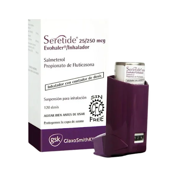 Seretide Salmeterol + Propionato De Fluticasona 25/250Mcg Gsk Inhalador Frasco X 120 Dosis