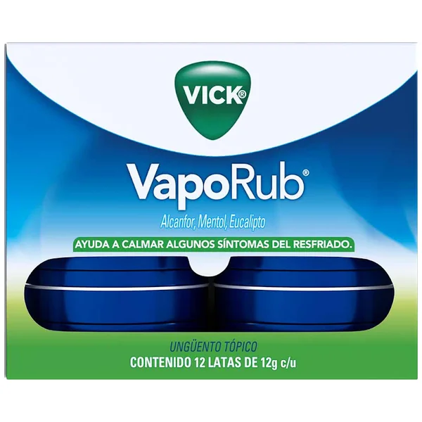 Vick Vaporub Ungüento Alcanfor + Eucalipto + Mentol P Frasco X 12 Gr