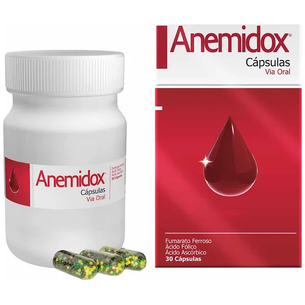 Anemidox Hierro Fumarato Ferroso + Ácido Fólico 330Mg/18.33mg P&G Frasco X 30 Cápsulas