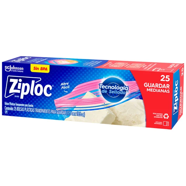 BOLSAS ZIPLOC ALMACE.MED.D.CIERRE 25 UND