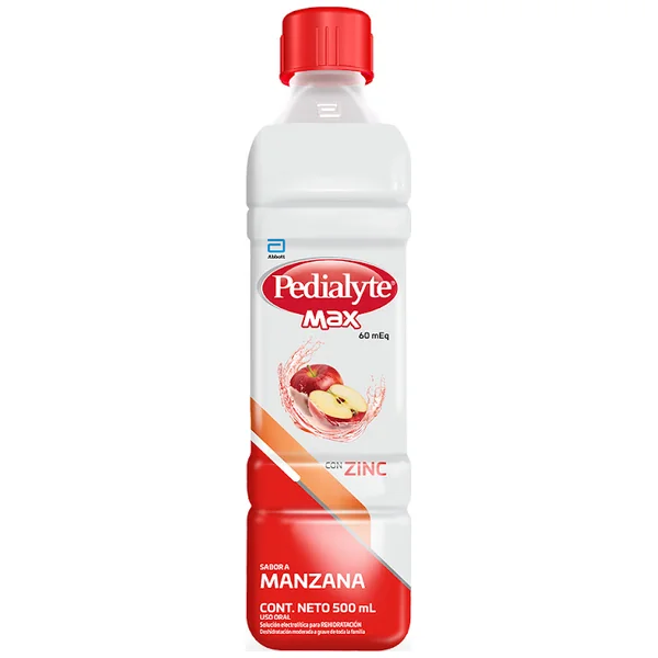 Suero Rehidratante Pedialyte Max 60 Manzana Frasco X 500 Ml