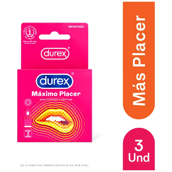 Condones Durex Máximo Placer Caja X 3 Und
