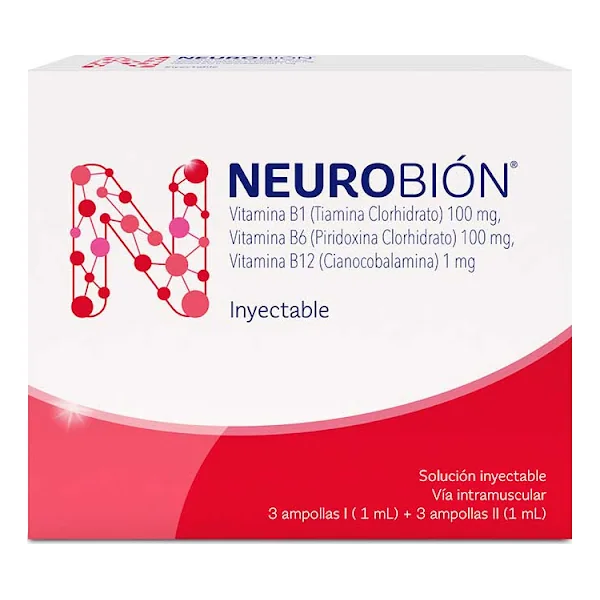 Neurobion Solución Inyectable 100 / 100 / 1 MG Caja X 3 Ampollas I (1mL) + 3 Ampollas II (1mL)
