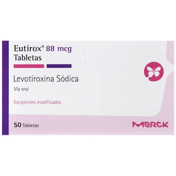 Eutirox Levotiroxina Sódica 88 Mcg Merck Caja X 50 Tabletas