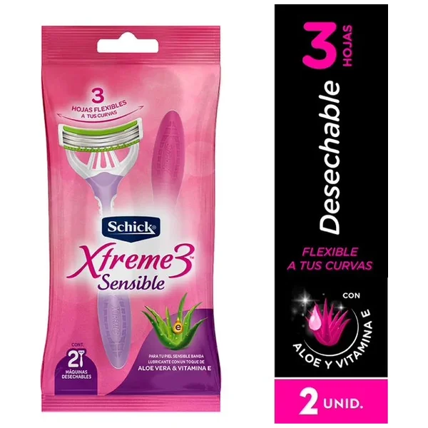 Maquina Afeitar Schick Streme 3 Sobre X 2 Aloe Vera Y Vitamina E