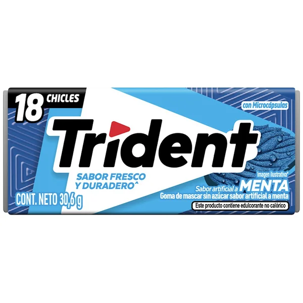 Chicle Trident Menta Sin Azúcar Paquete X 18 Und