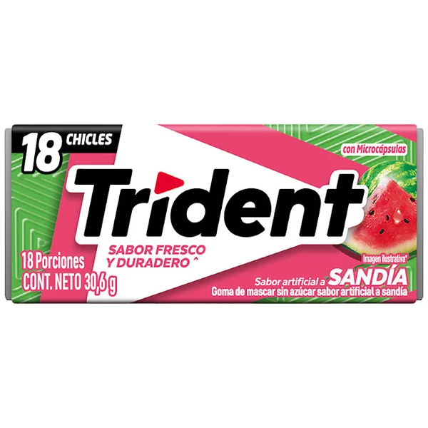 Chicle Trident Sandía Sin Azúcar X 18 Und