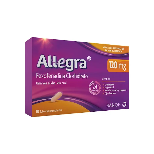 Allegra Fexofenadina Clorhidrato 120 Mg Sanofi Caja X 10 Tabletas