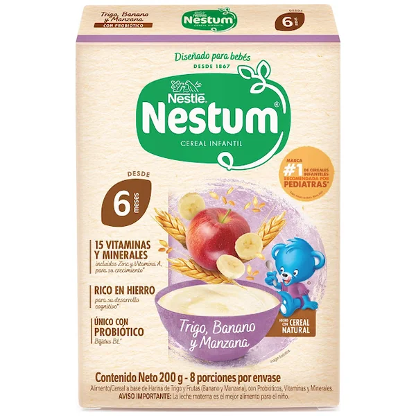 Cereal Infantil Nestum Trigo Banano Manzana Caja X 200 Gr