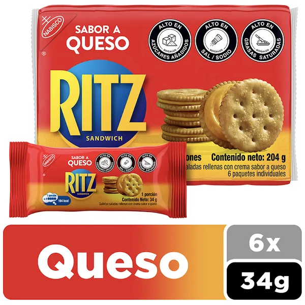 Galletas Ritz Queso 6 Paquetes X 204 Gr