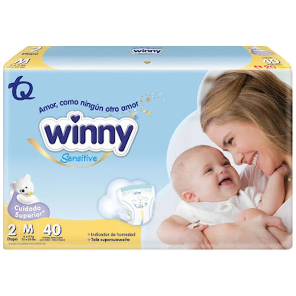 Pañales Winny Senstive + Toallitas Húmedas Etapa 2 X 40 Und
