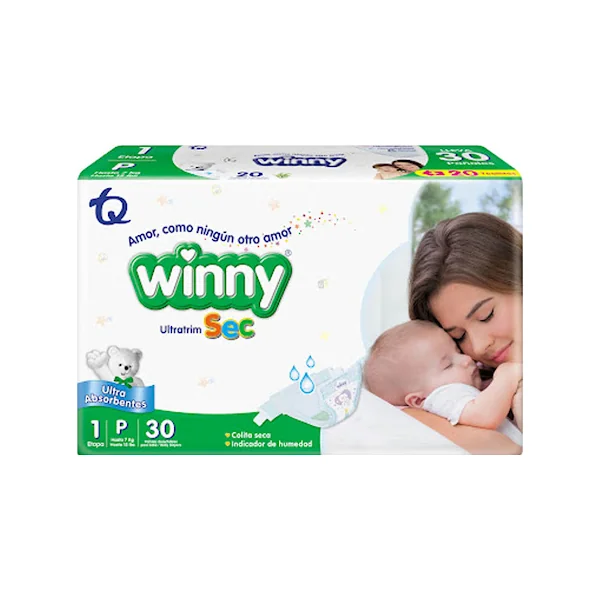 Pañales Winny Ultratrim Sec + Toallitas Húmedas Etapa 1 X 30 Und