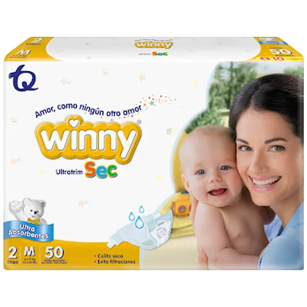 Pañales Winny Ultratrim Sec + Toallitas Húmedas Etapa 2 X 50 Und