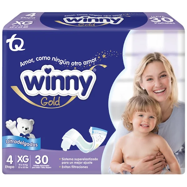 Pañal Winny Gold Etapa 4 XG Paquete X 30 Und