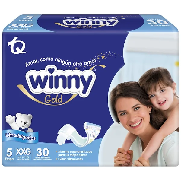 Pañal Winny Gold Etapa 5 XXG Paquete X 30 Und