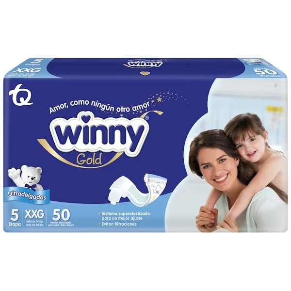 Pañal Winny Gold Etapa 5 XXG Paquete X 50 Und