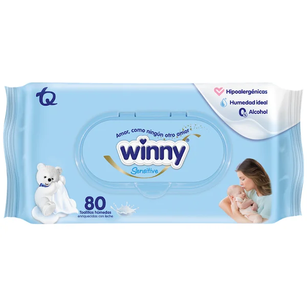 Toallitas Húmedas Winny Sensitive Abullonaditas X 80 Und