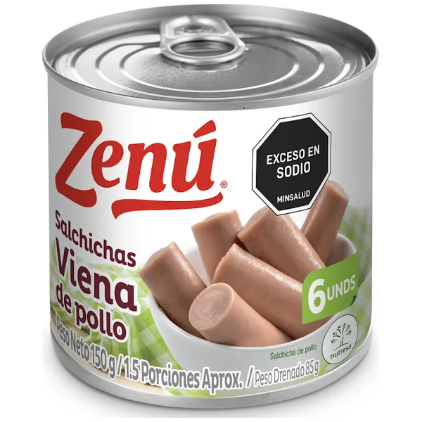 Salchicha Zenú Viena De Pollo X 6 Und