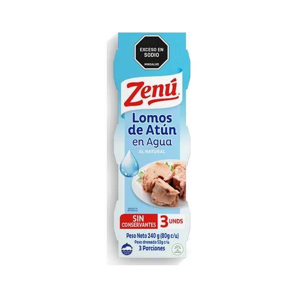 ATUN ZENU EN AGUA LOMITO 80 GR 3 UND