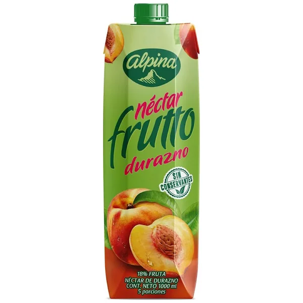 Néctar Alpina Frutto Fructosa 40% Menos Calorías Durazno X 1 Lt