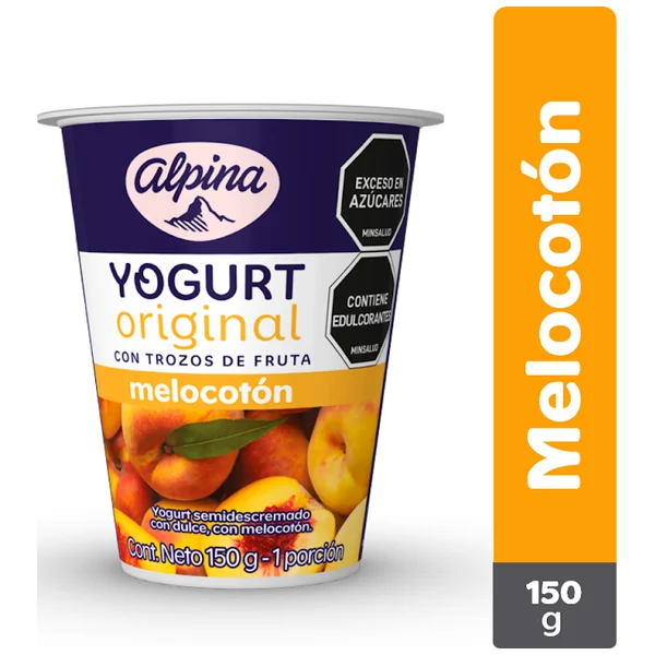 Yogurt Alpina Original Trozos De Fruta Melocotón X 150 Gr
