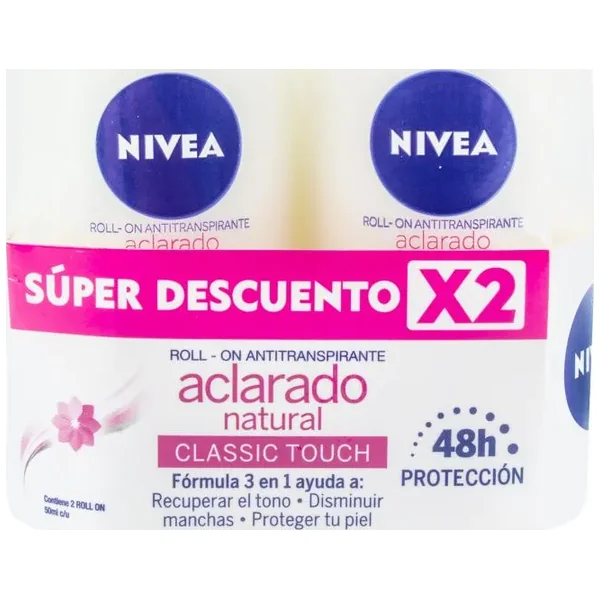 Promo Roll-On Antitranspirante Aclarado Natural Nivea Paquete X 2