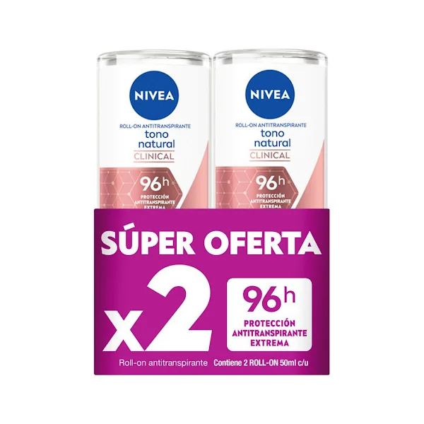2 DTE.NIVEA ROLLON CLI.TONO NATURAL 50ML