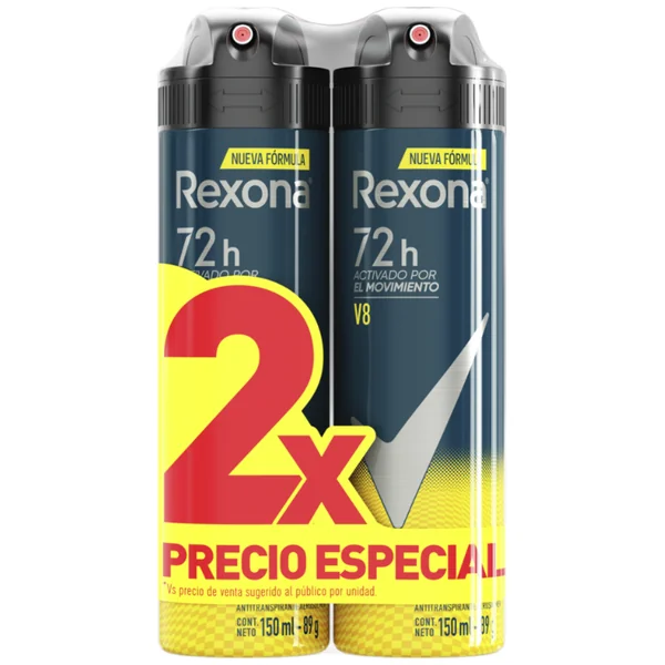 Desodorante Hombre Rexona Men V8 Motionsense System 48H Pack X 2 Und