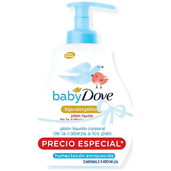 2 JAB. DOVE BABY ENR 400ML P.E