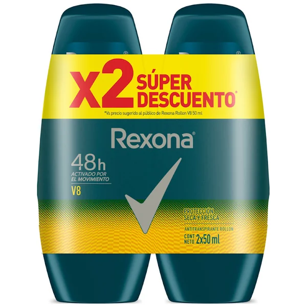 2 DTE REXONA ROLLON MEN V8 50 ML S.D. H