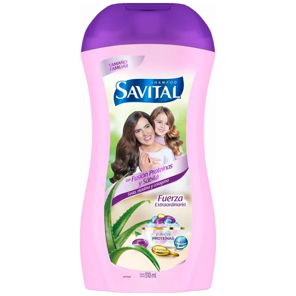 Shampoo Fusion De Proteinas Y Sabila Savital Fuerza Extraordinaria Frasco X 510Ml