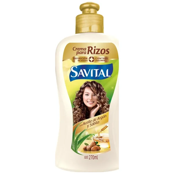 Crema Para Peinar Rizos Savital Aceite De Argan Y Sabila Frasco X 270Ml