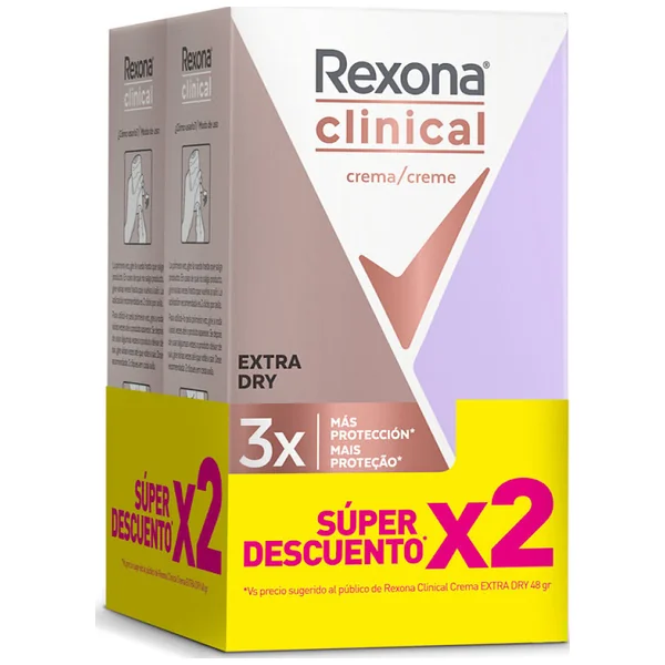 Desodorante Rexona Clinical Extra Dry Barra 91 Gr Pack X 2 Und