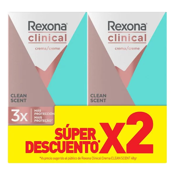 2 DTE.REXONA CLINICAL CLEAN SCENT 48 GR