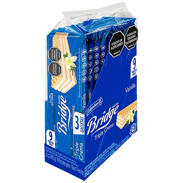 GALLETA WAFER BRIDGE VAINILLA PQTE X 9 UNDS