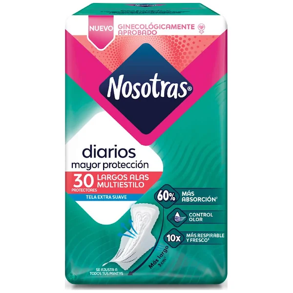 Protectores Nosotras Largos Alas Multiestilo Paquete x 30 und