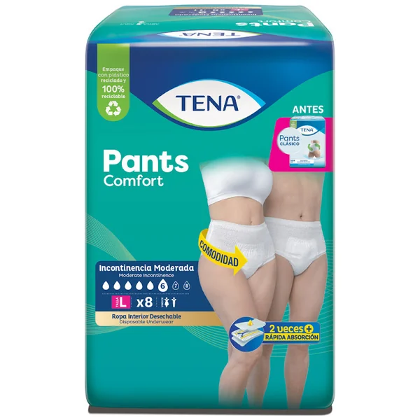 Ropa Interior Absorbente Tena Pants Comfort L X 8 Und