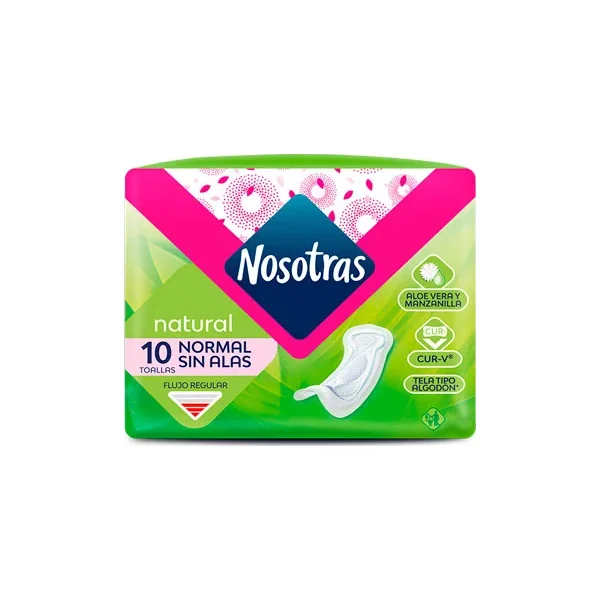 Toallas Nosotras Natural Normal S/alas Pqte X 10 Unds