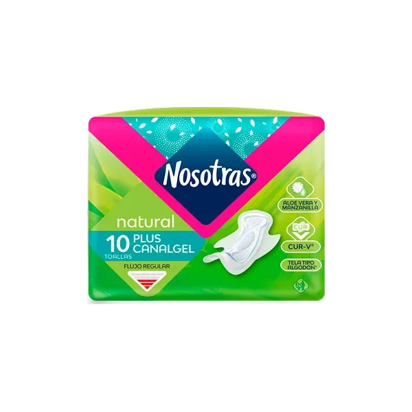 Toallas Nosotras Natural Plus C/gel Pqte X 10 Unds