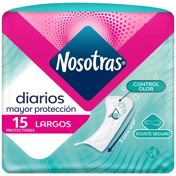 Protectores Diarios Largos Tela Tipo Algodón Paquete X 15