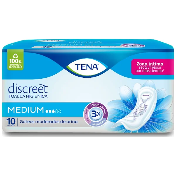Toallas Higiénicas Tena Discreet Medium Paquete X 10 Und