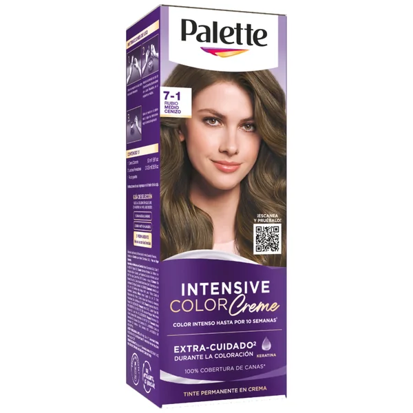 Tinte Palette Color Creme 7-1 Rubio Medio Cenizo