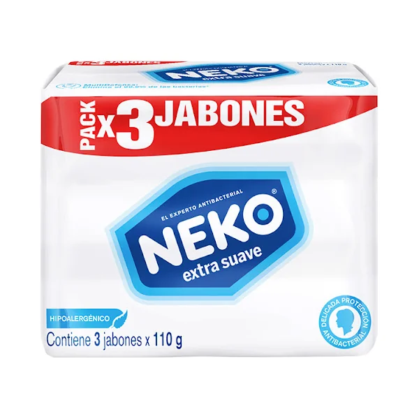Jabón Neko En Barra Antibacterial Extra Suave 110 Gr X 3 Und